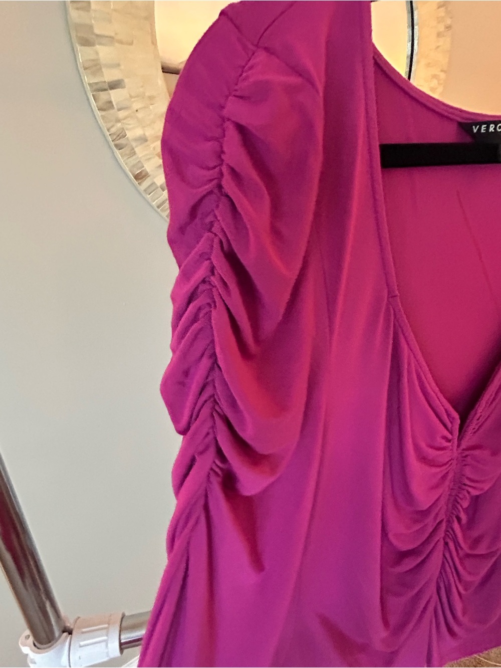 Veronica Beard Magenta Ruched Long Sleeve Blouse - Picture 2 of 10